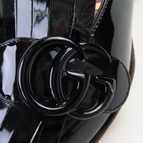 Gucci 474510 GG Marmont Quilted Patent Leather Pumps Black 36.5 With Box Made - Picture 9 of 13
